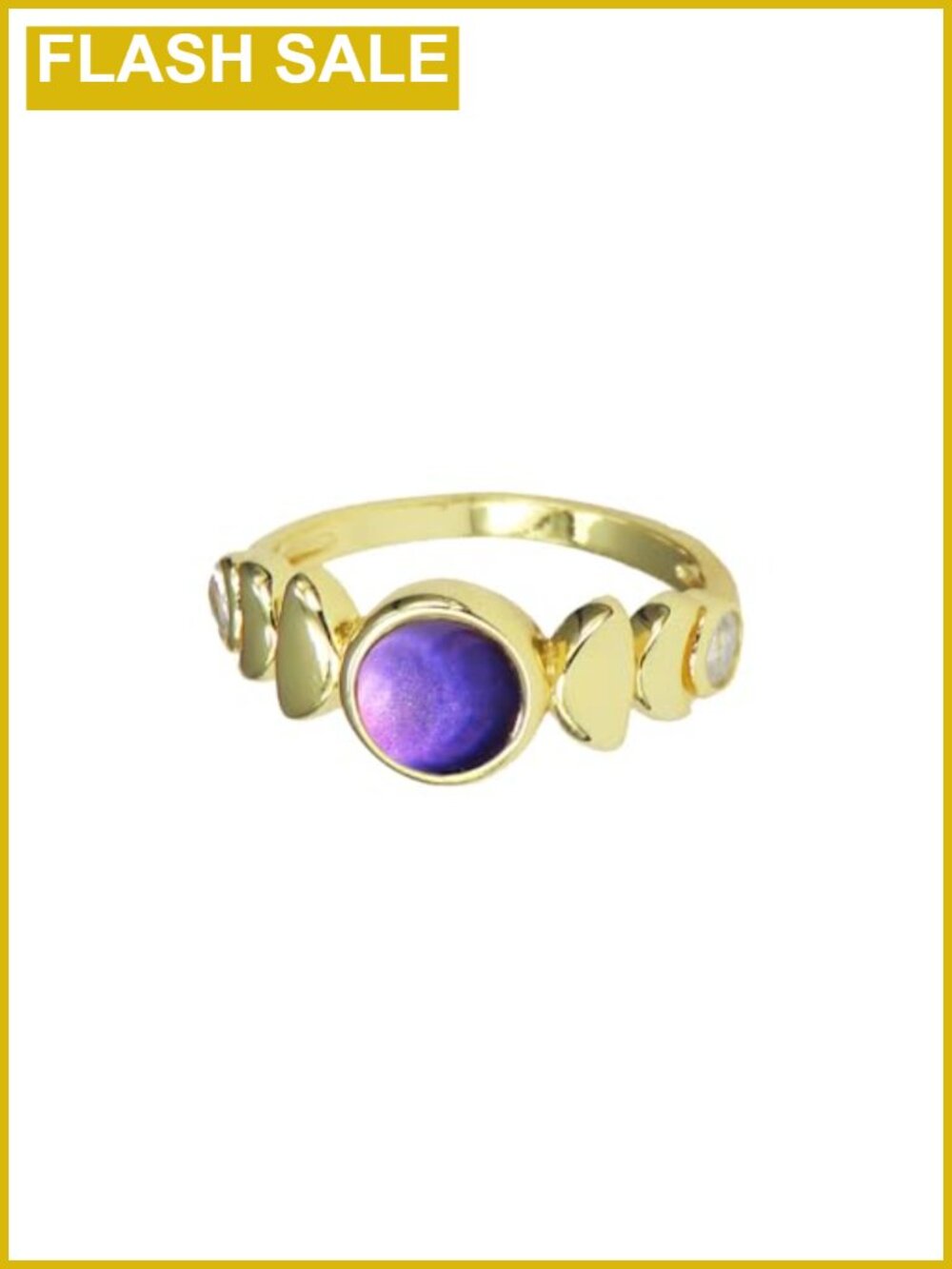 14K Gold Plated Moon Phase Mood Ring Minimalist Statement